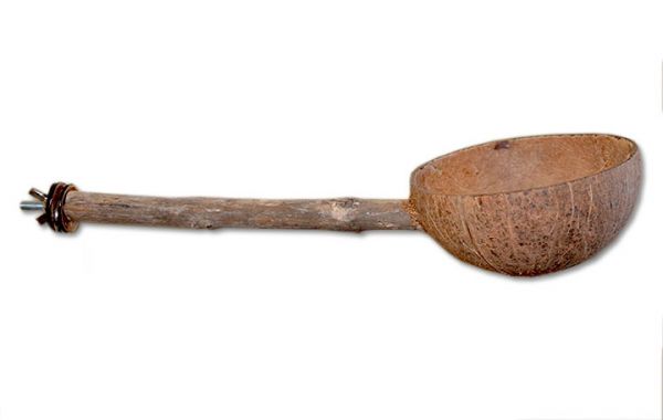 Kokos-Futterschale mit Halterung • lang 30 cm